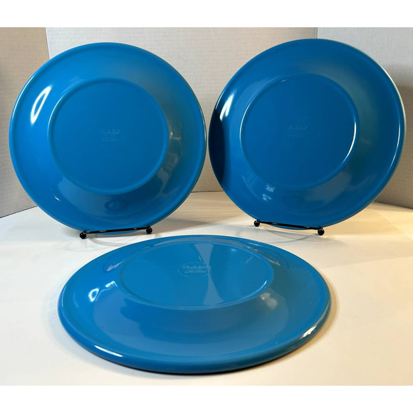 IL Mulino New York Set Of (5) 100% Melamine Turquoise Blue Abstract Print Plates - Picture 5 of 10